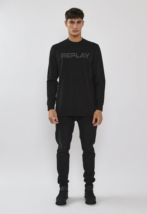 Replay tshirt טישרט ריפליי שרוול ארוך בצבע שחור לגבר